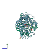 PDB entry 3u0y coloured by chain, side view.