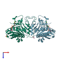 PDB entry 3u0y coloured by chain, top view.