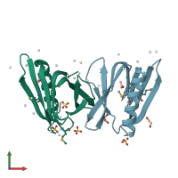 PDB entry 3u12 coloured by chain, front view.