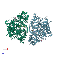 PDB entry 3u16 coloured by chain, top view.