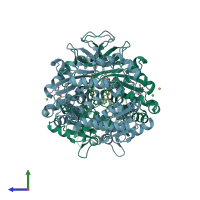 PDB entry 3u17 coloured by chain, side view.