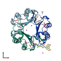 PDB entry 3u18 coloured by chain, front view.