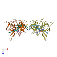 PDB entry 3u1i coloured by chain, top view.