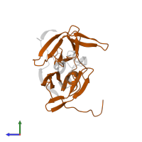 Serine protease NS3 in PDB entry 3u1j, assembly 1, side view.