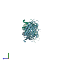 PDB entry 3u1p coloured by chain, side view.