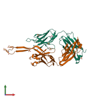 PDB entry 3u1s coloured by chain, front view.