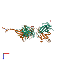PDB entry 3u1s coloured by chain, top view.