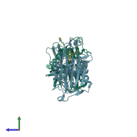 PDB entry 3u1y coloured by chain, side view.