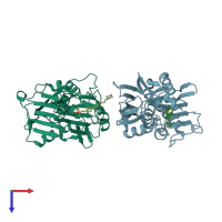 PDB entry 3u1y coloured by chain, top view.