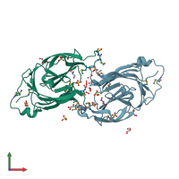 PDB entry 3u22 coloured by chain, front view.