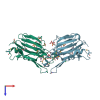 PDB entry 3u22 coloured by chain, top view.