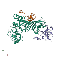 PDB entry 3u28 coloured by chain, front view.
