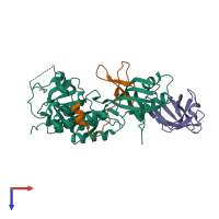 PDB entry 3u28 coloured by chain, top view.
