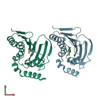 PDB entry 3u2d coloured by chain, front view.