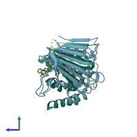 PDB entry 3u2d coloured by chain, side view.