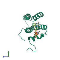 PDB entry 3u2l coloured by chain, side view.