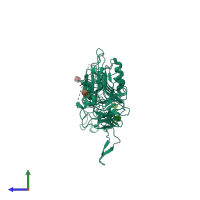 PDB entry 3u2p coloured by chain, side view.