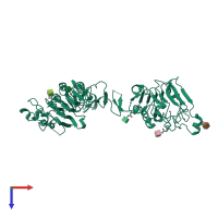 PDB entry 3u2p coloured by chain, top view.