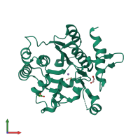 PDB entry 3u2t coloured by chain, front view.