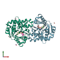 PDB entry 3u2x coloured by chain, front view.