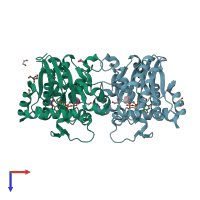 PDB entry 3u2x coloured by chain, top view.