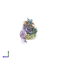 PDB entry 3u30 coloured by chain, side view.