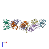 PDB entry 3u30 coloured by chain, top view.