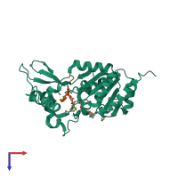 PDB entry 3u31 coloured by chain, top view.