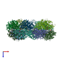 PDB entry 3u33 coloured by chain, top view.