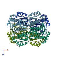 PDB entry 3u39 coloured by chain, top view.