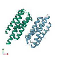 PDB entry 3u3b coloured by chain, front view.