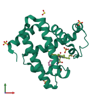 PDB entry 3u3e coloured by chain, front view.