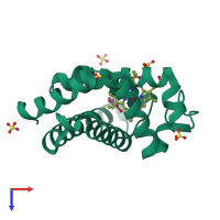 PDB entry 3u3e coloured by chain, top view.