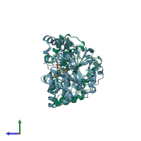 PDB entry 3u3j coloured by chain, side view.