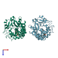 PDB entry 3u3j coloured by chain, top view.