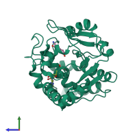 PDB entry 3u3m coloured by chain, side view.