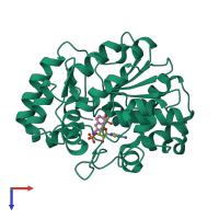 PDB entry 3u3m coloured by chain, top view.