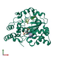 PDB entry 3u3o coloured by chain, front view.