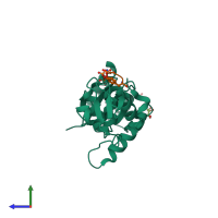 PDB entry 3u3z coloured by chain, side view.