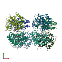 PDB entry 3u41 coloured by chain, front view.