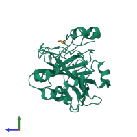 PDB entry 3u45 coloured by chain, side view.