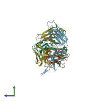 PDB entry 3u46 coloured by chain, side view.