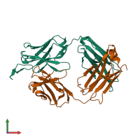 PDB entry 3u4b coloured by chain, front view.