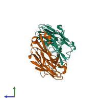 PDB entry 3u4b coloured by chain, side view.