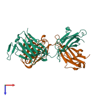 PDB entry 3u4b coloured by chain, top view.