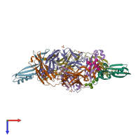 PDB entry 3u4e coloured by chain, top view.