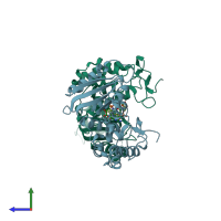 PDB entry 3u4h coloured by chain, side view.