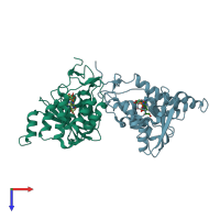 PDB entry 3u4h coloured by chain, top view.