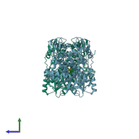 PDB entry 3u4o coloured by chain, side view.