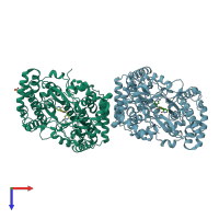 PDB entry 3u4o coloured by chain, top view.